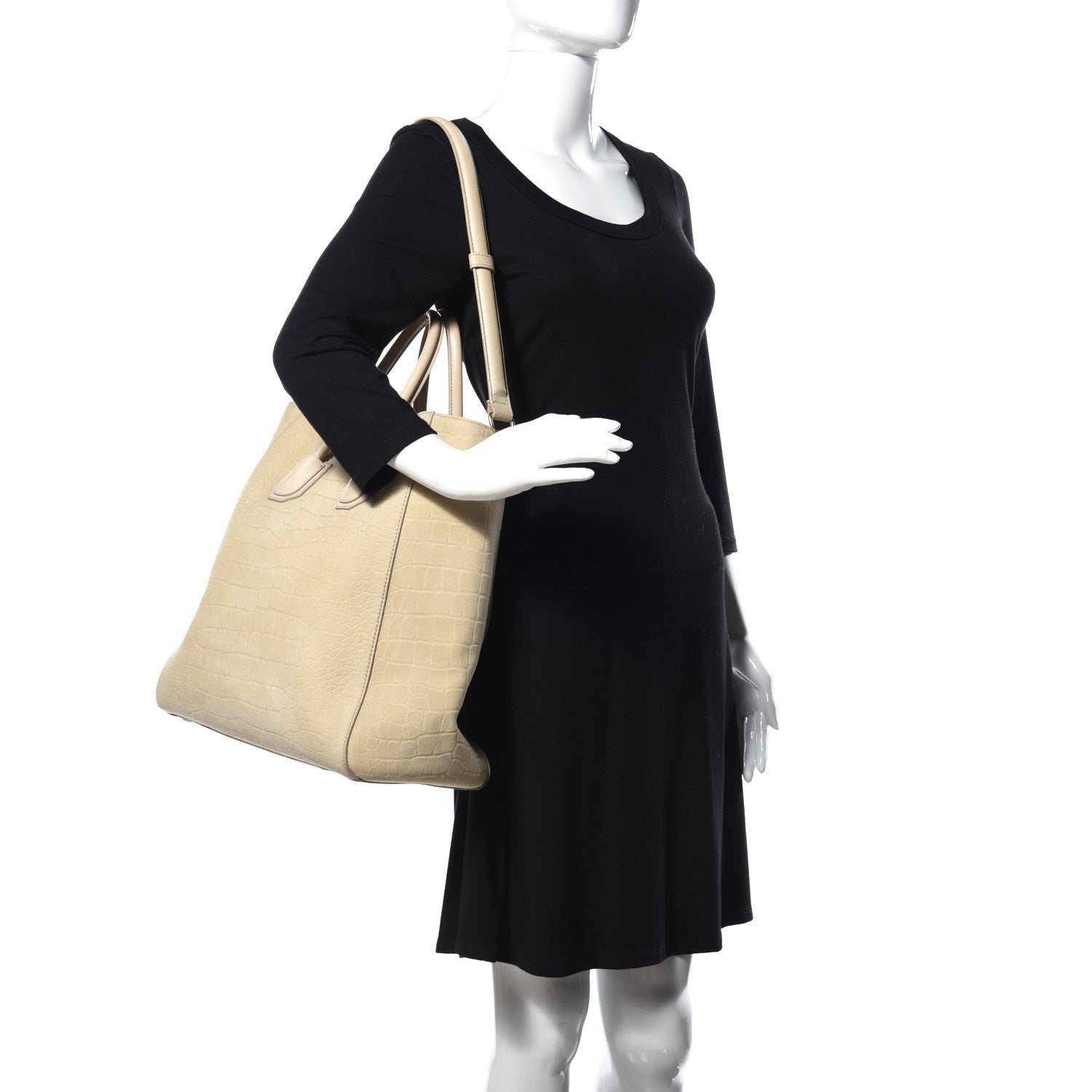 Givenchy Nubuck Crocodile Embossed Elme Tote Beige 2 of 11