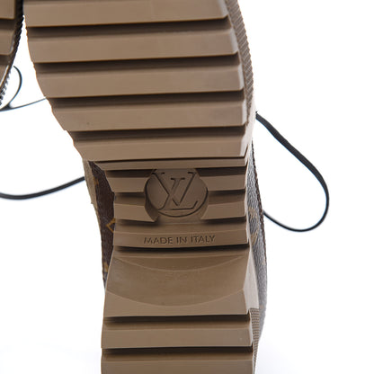 Louis Vuitton Suede Calfskin Monogram Laureate Platform Desert Boots 35 Beige 6 of 9