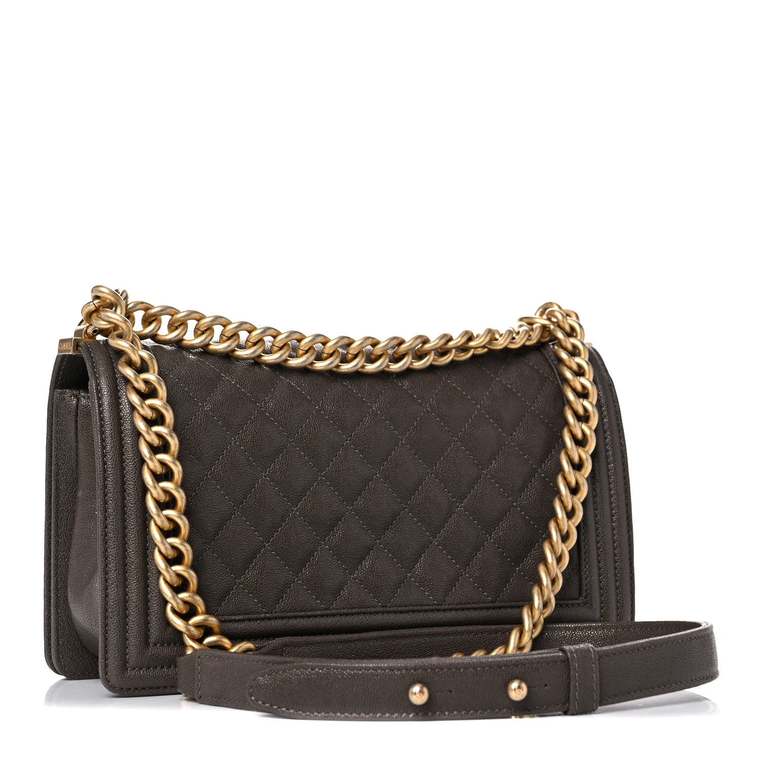 Chanel Caviar Quilted Medium Boy Flap Khaki 3 of 18