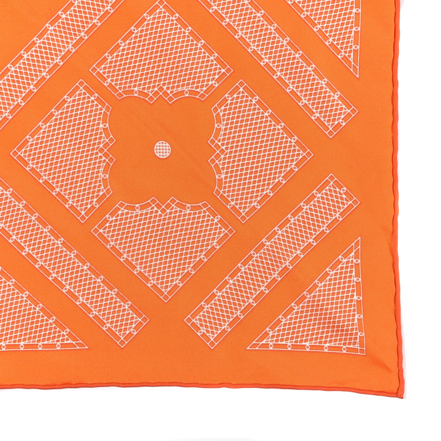 Silk Gavroche Sellier Pocket Square Scarf Orange White