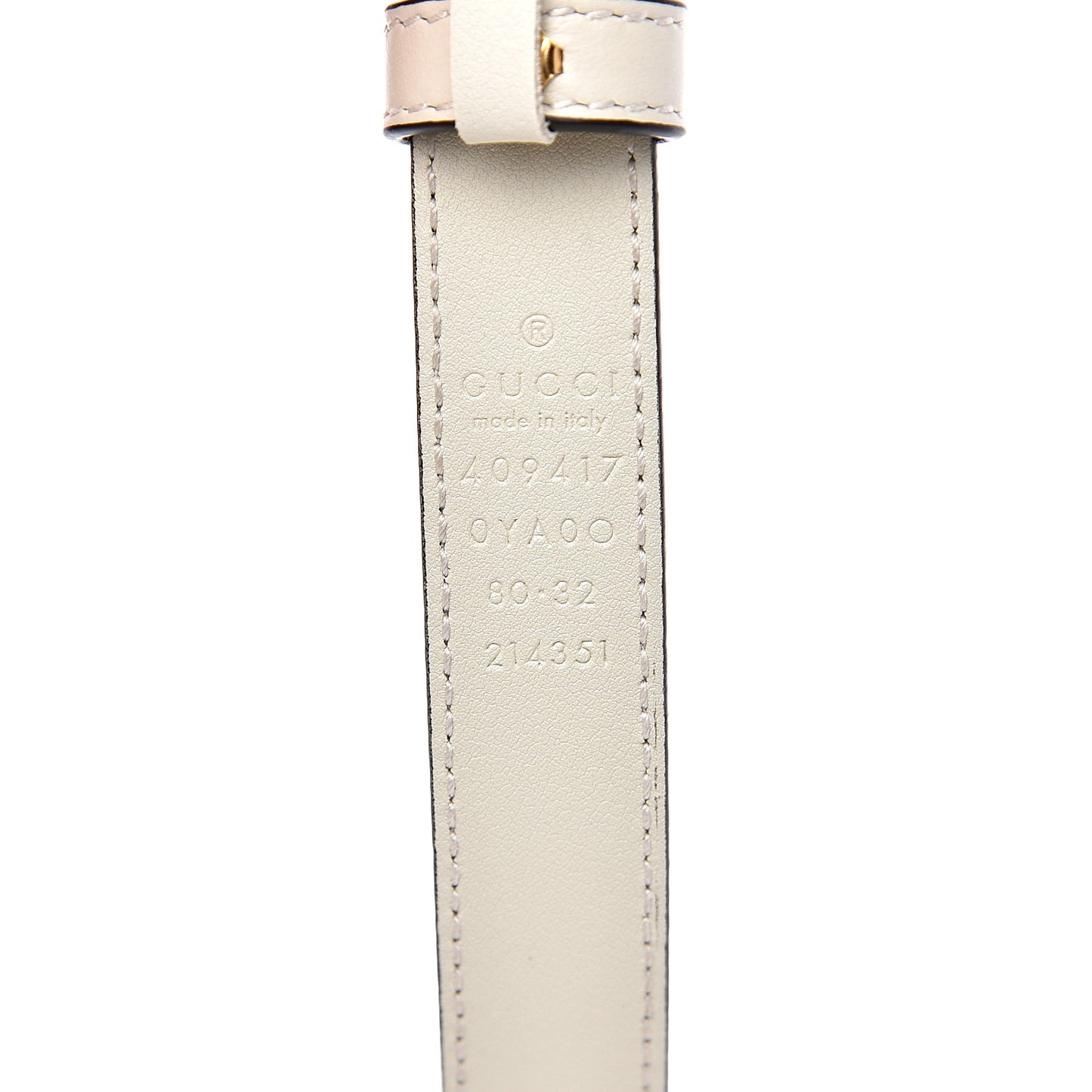 Plutone Calfskin Double G 20mm Belt 80 32 Mystic White