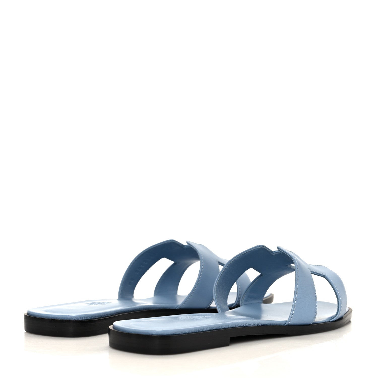 Hermes Box Calfskin Oran Sandals 38.5 Light Bleu 4 of 8