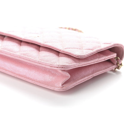 Chanel Iridescent Caviar Quilted Wallet on Chain WOC Rose Pink 7 of 11
