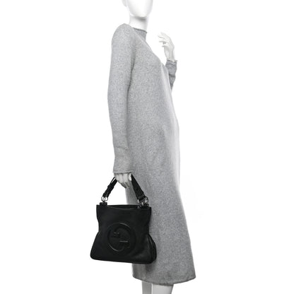 Gucci Sakai Be Green Calfskin Diagonal Stitched Small Blondie Tote Black 2 of 10