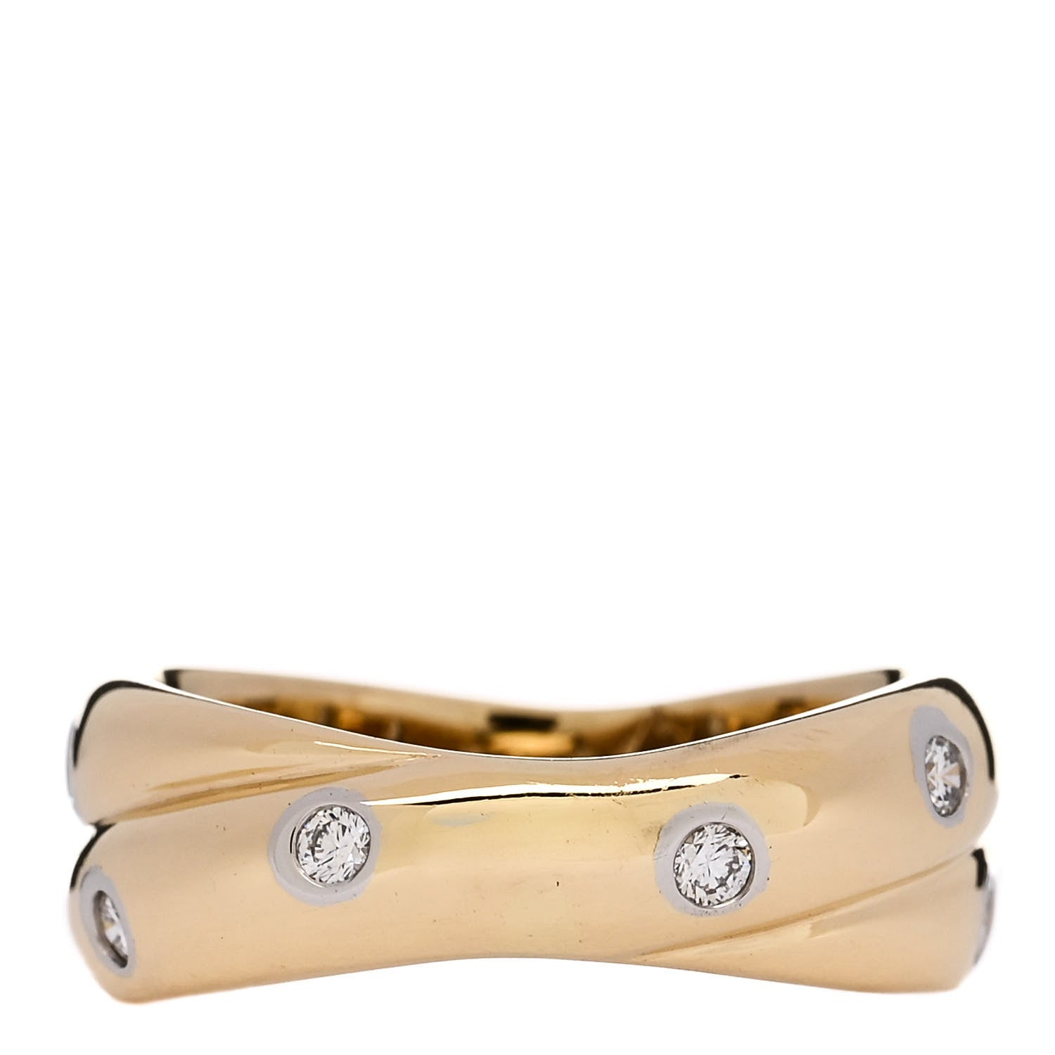 Tiffany 18K Yellow Gold Platinum Diamond Etoile Twist Band Ring 52 6 1 of 4