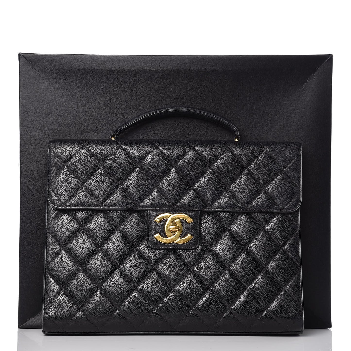 Caviar Quilted Briefcase Laptop Bag Black