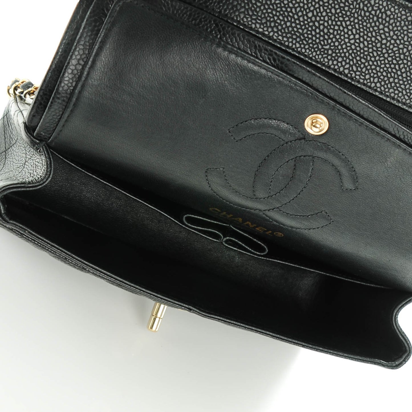 Caviar Quilted Small Double Flap Black