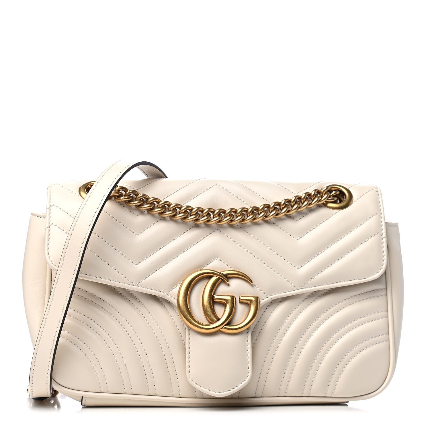 Gucci Calfskin Matelasse Small GG Marmont Shoulder Bag White 1 of 4