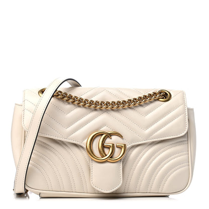 Gucci Calfskin Matelasse Small GG Marmont Shoulder Bag White 1 of 4