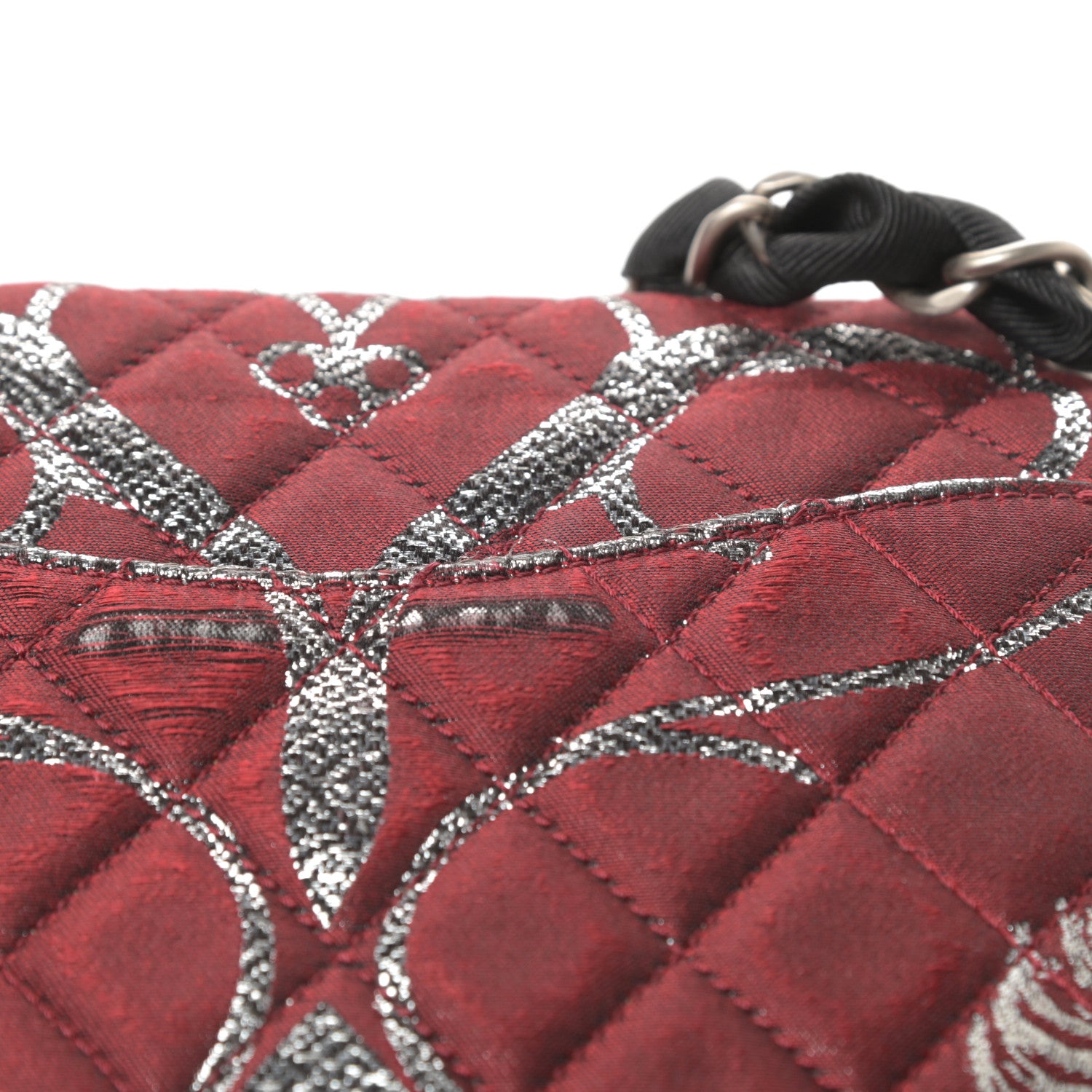 Chanel Metallic Brocade Quilted Medium Double Flap Rouge Argent 16 of 16