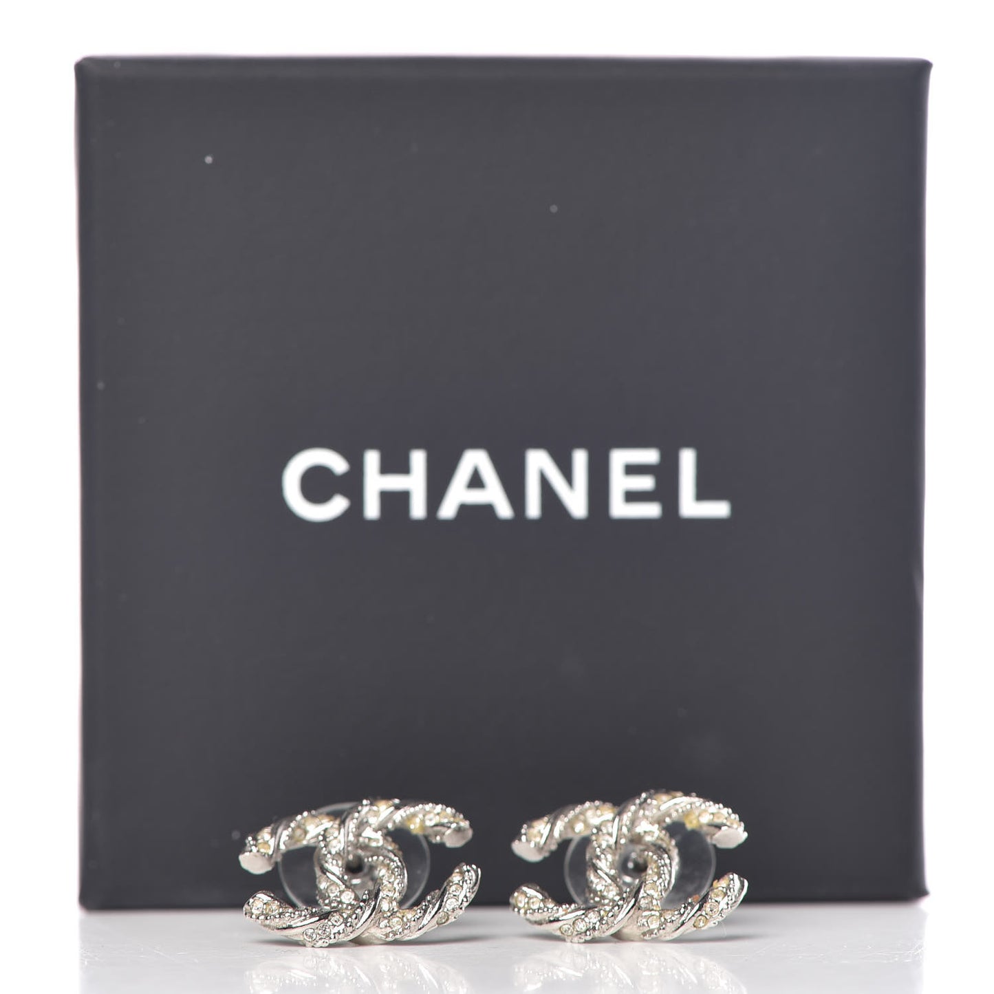 Crystal CC Twisted Earrings Silver