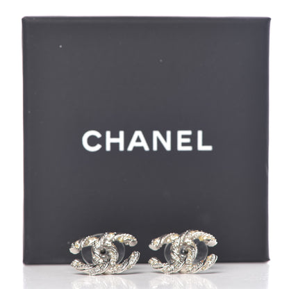 Chanel Crystal CC Twisted Earrings Silver 5 of 5