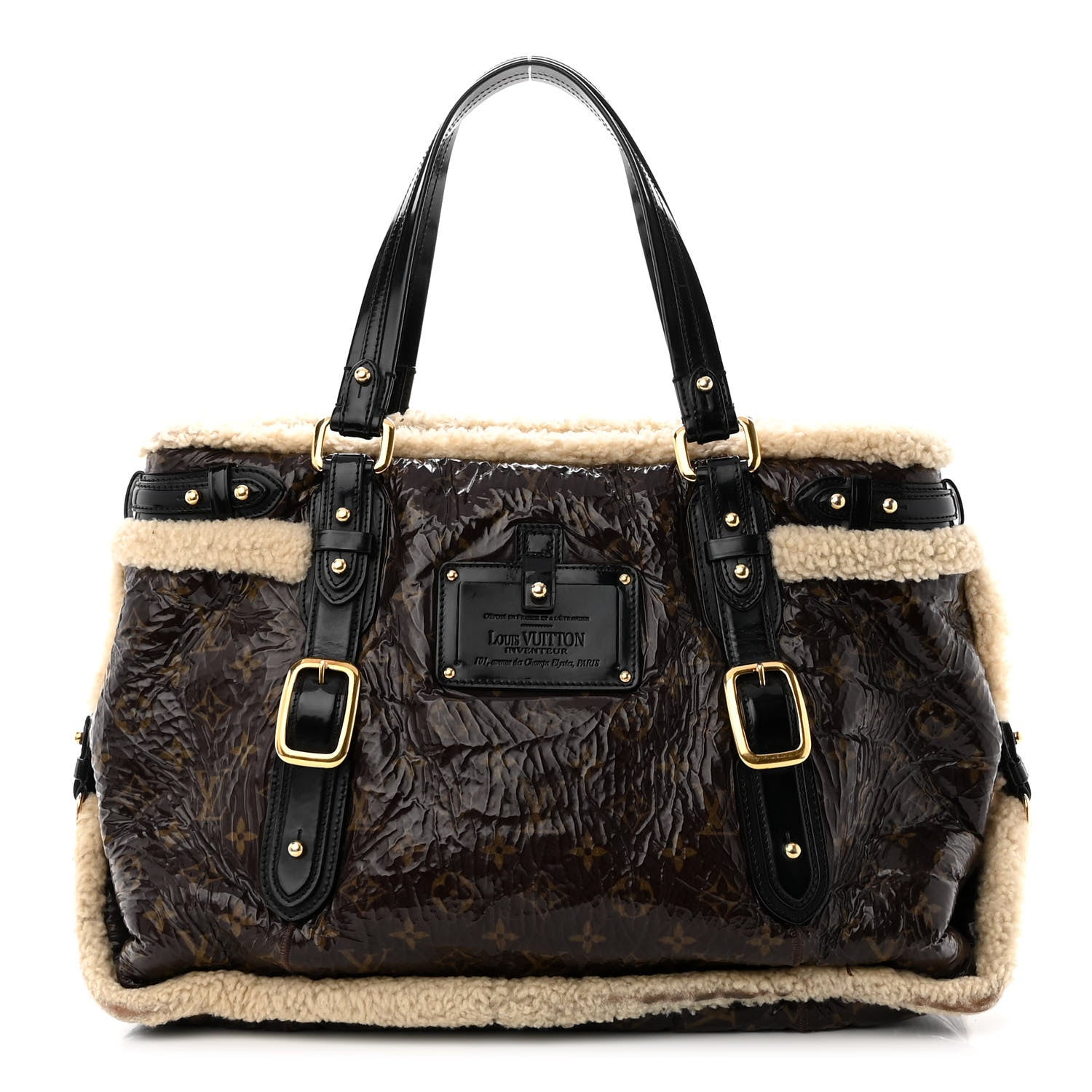 Louis Vuitton Patent Monogram Shearling Sac Thunder 1 of 13