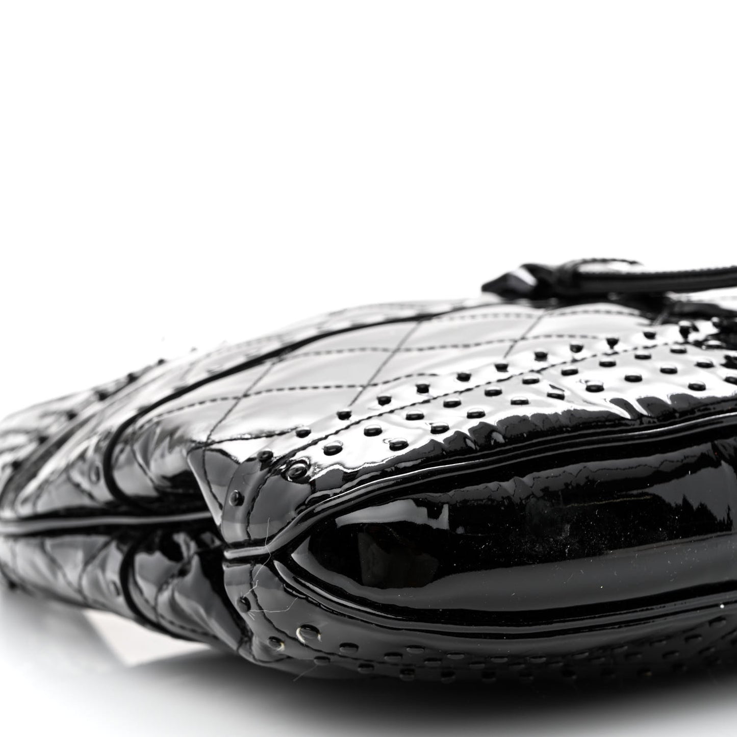 Patent Quilted Studded Brooke Hobo Black