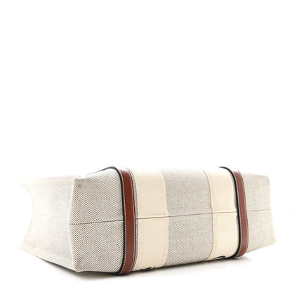 Chloe Cotton Calfskin Medium Woody Ribbon Tote White Brown 4 of 10
