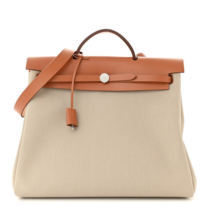 Hermes Military Toile Vache Hunter Herbag Zip Retourne 39 MM Beton Naturel 1 of 12