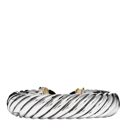 David Yurman Sterling Silver 18K Yellow Gold Black Onyx 15mm Waverly Bracelet 2 of 3