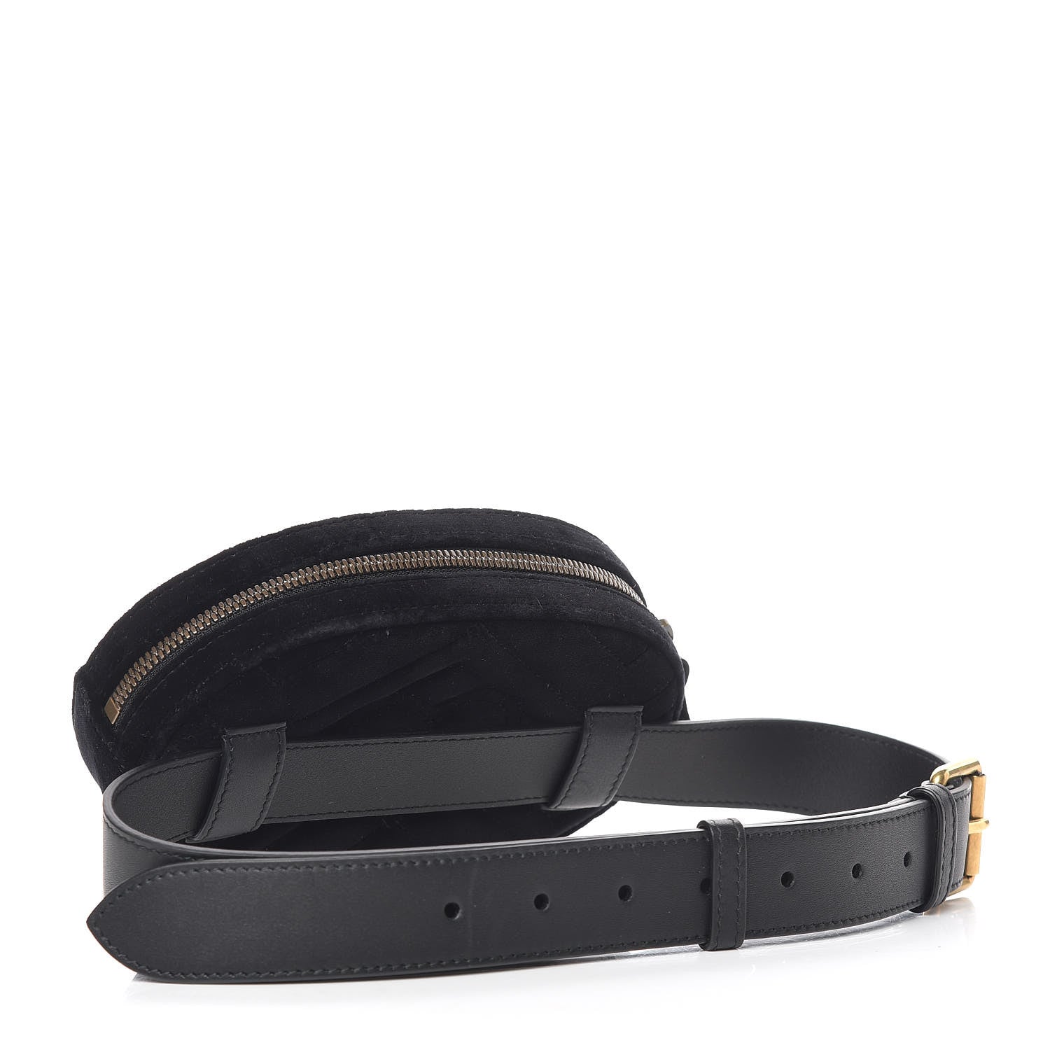 Gucci Velvet Matelasse GG Marmont Belt Bag 75 30 Black 3 of 8