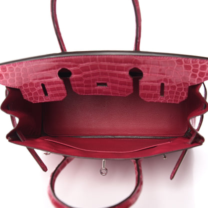 Hermes Shiny Porosus Crocodile Birkin 30 Rose Tyrien 6 of 36
