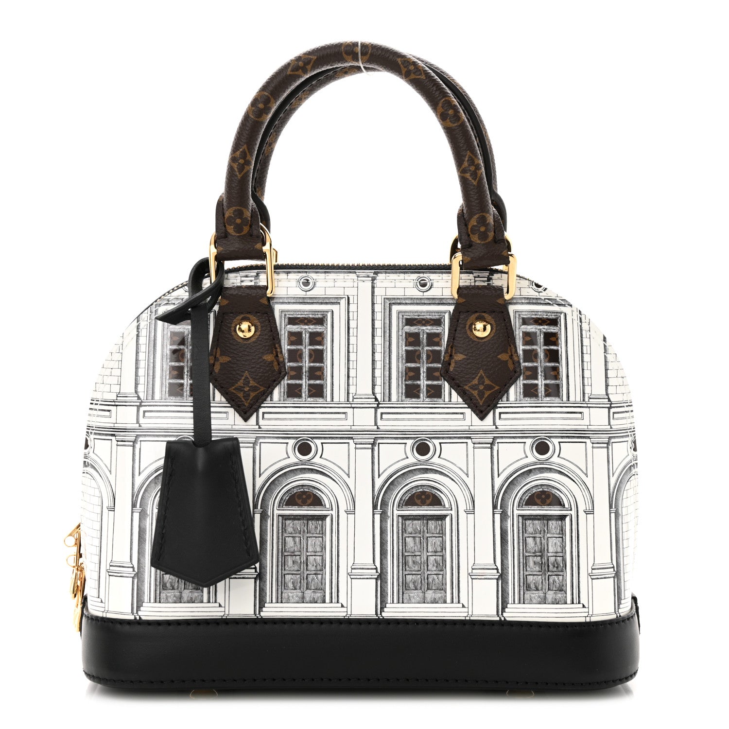 Louis Vuitton X FORNASETTI Calfskin Architettura Alma BB Black White 1 of 10