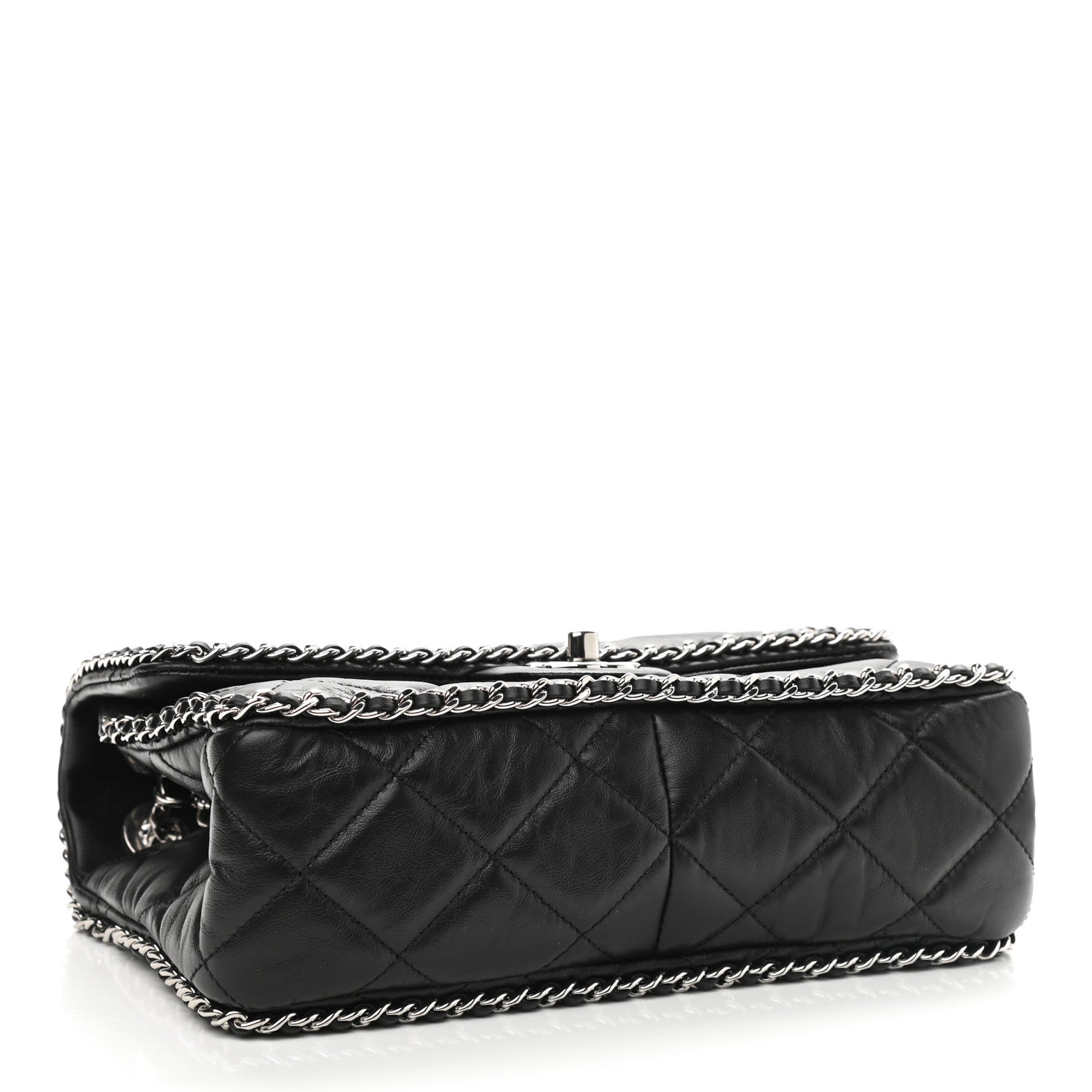 Chanel Crumpled Calfskin Medium Chain All Over Flap Black 5 of 9