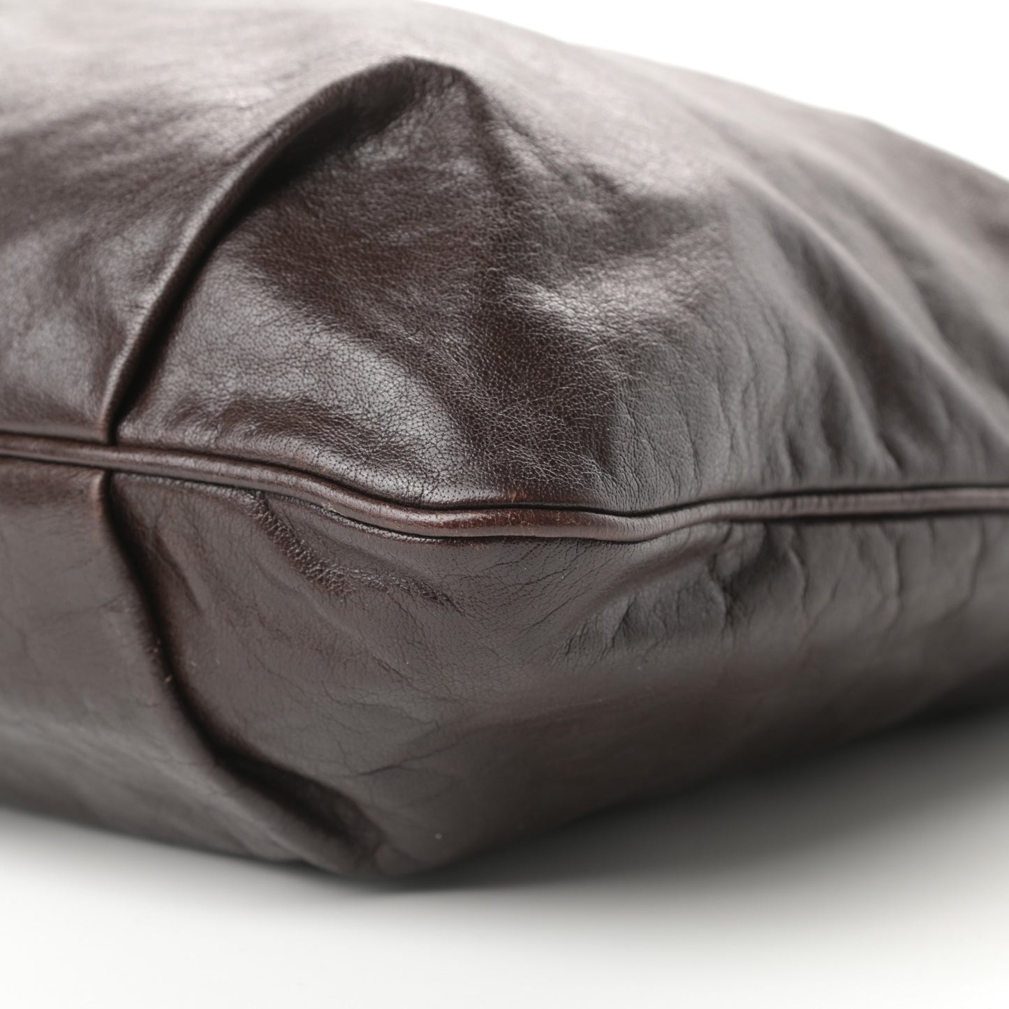 Calfskin Zip Top Hobo Brown