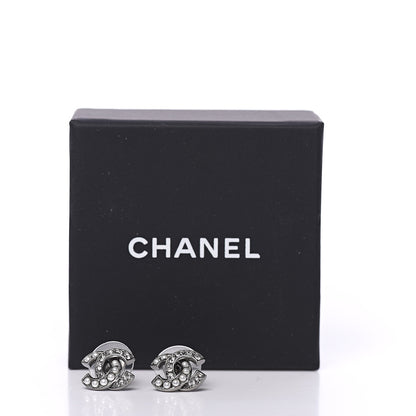 Chanel Ruthenium Crystal Pearl CC Earrings 5 of 5