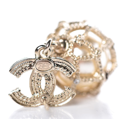 Chanel Pearl Crystal CC Drop Earrings Gold 5 of 5