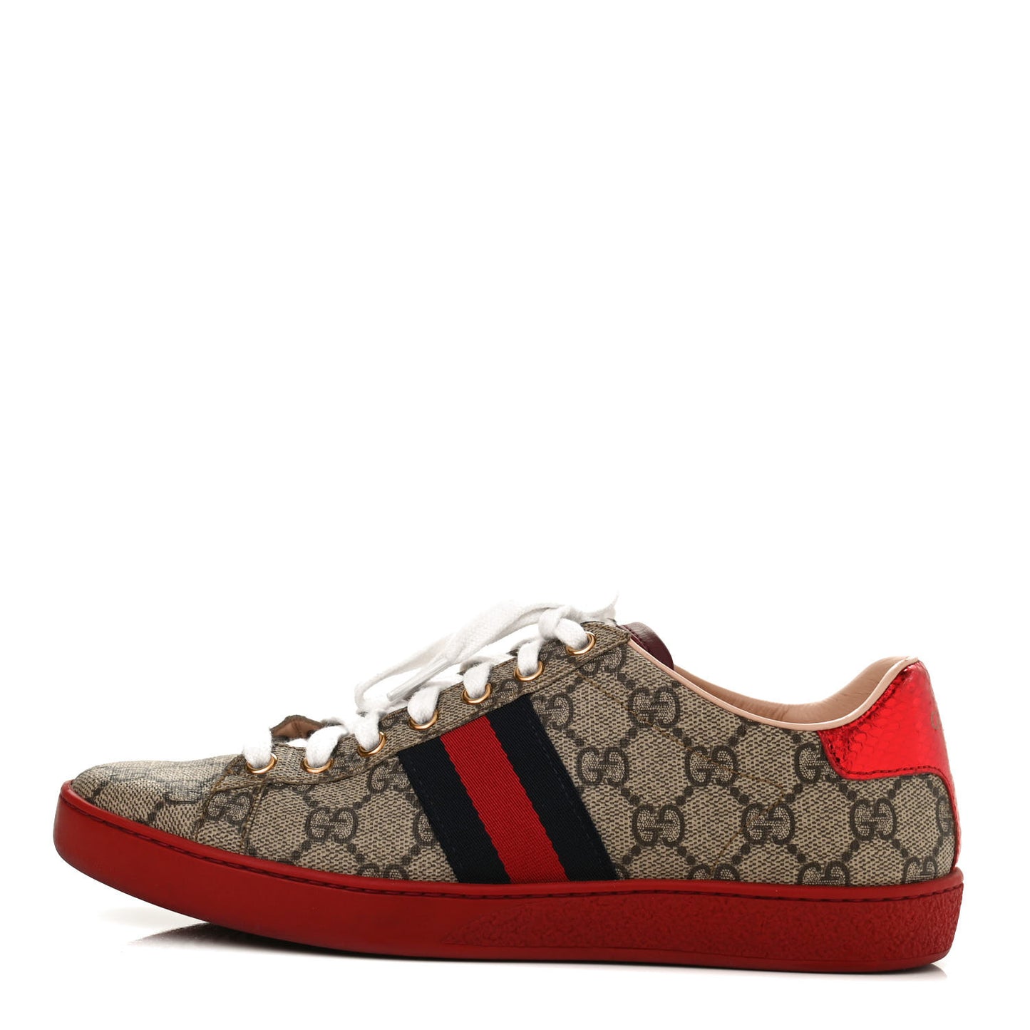 GG Supreme Monogram Ayers Web Womens Ace Sneakers 36.5 Red
