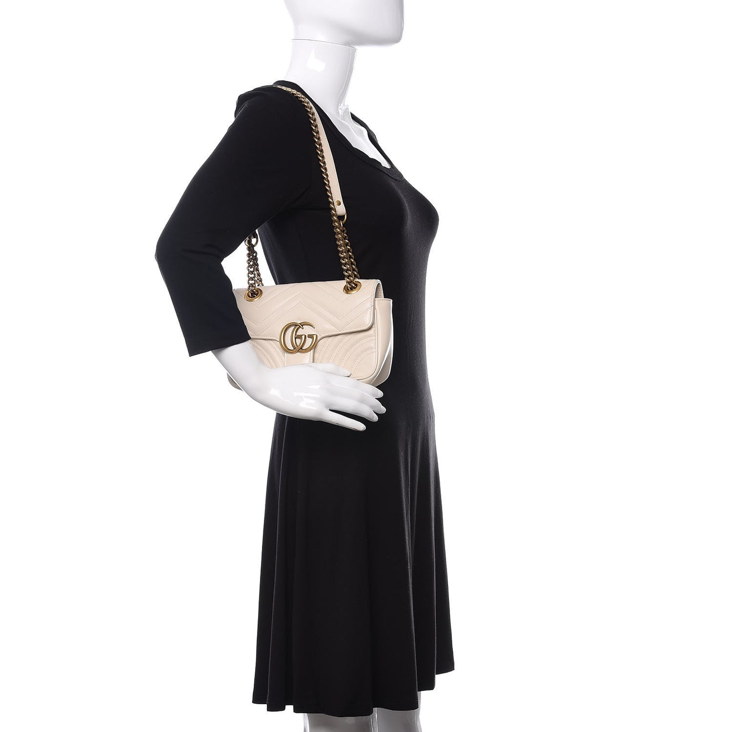 Calfskin Matelasse Mini GG Marmont Shoulder Bag White