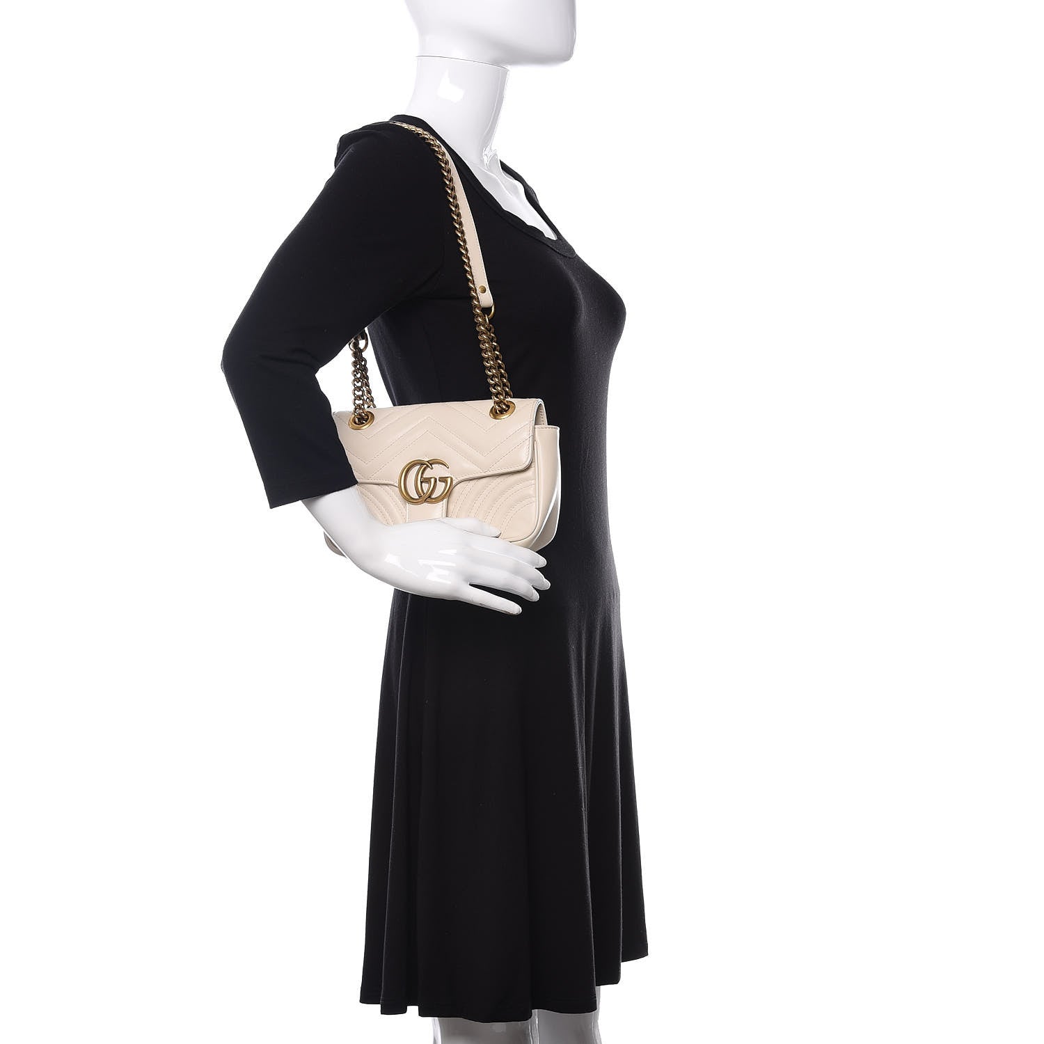 Gucci Calfskin Matelasse Mini GG Marmont Shoulder Bag White 2 of 12