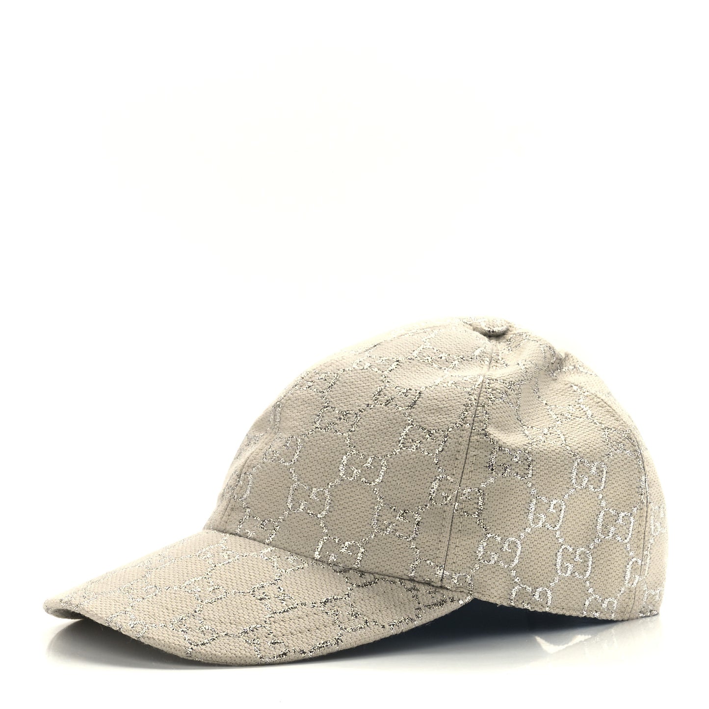 Canvas Lame GG Monogram Rush Baseball Hat M Gardenia Silver