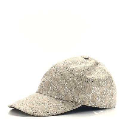 Gucci Canvas Lame GG Monogram Rush Baseball Hat M Gardenia Silver 1 of 8