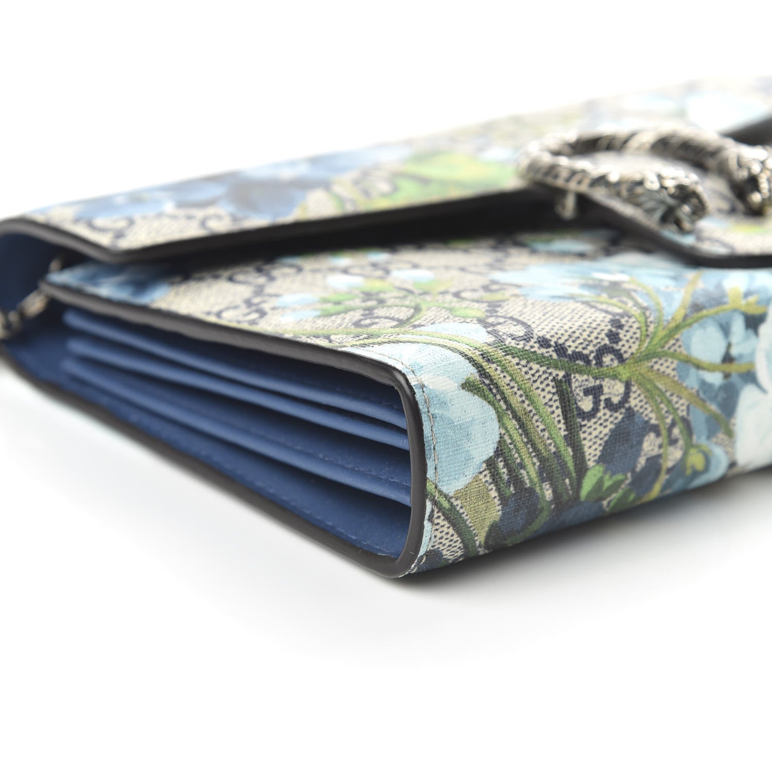 Gucci GG Supreme Monogram Blooms Mini Dionysus Chain Wallet Beige Blue Navy Vintage Blue 6 of 9