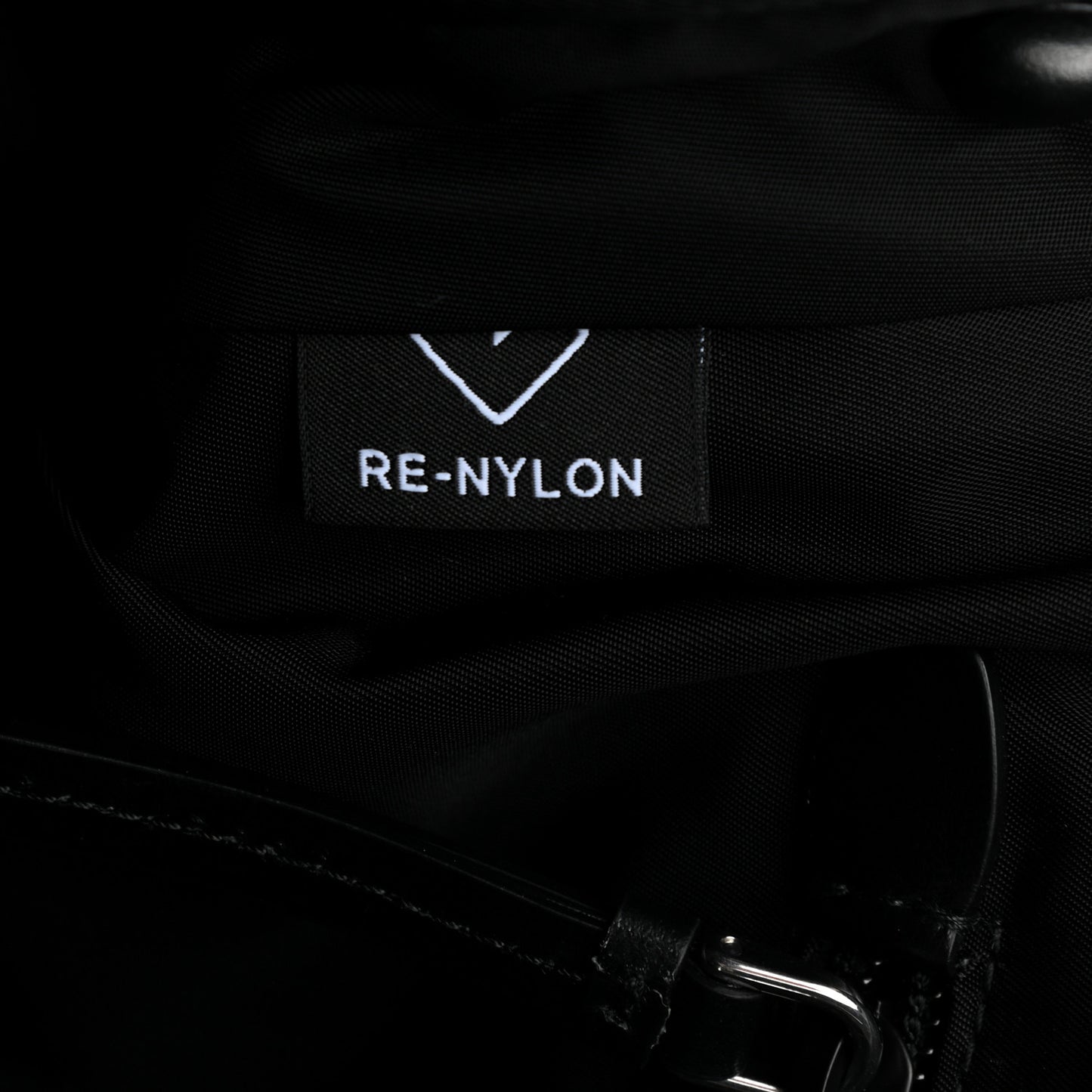 Re-Nylon Vitello Padded Large Flap Shoulder Bag Black