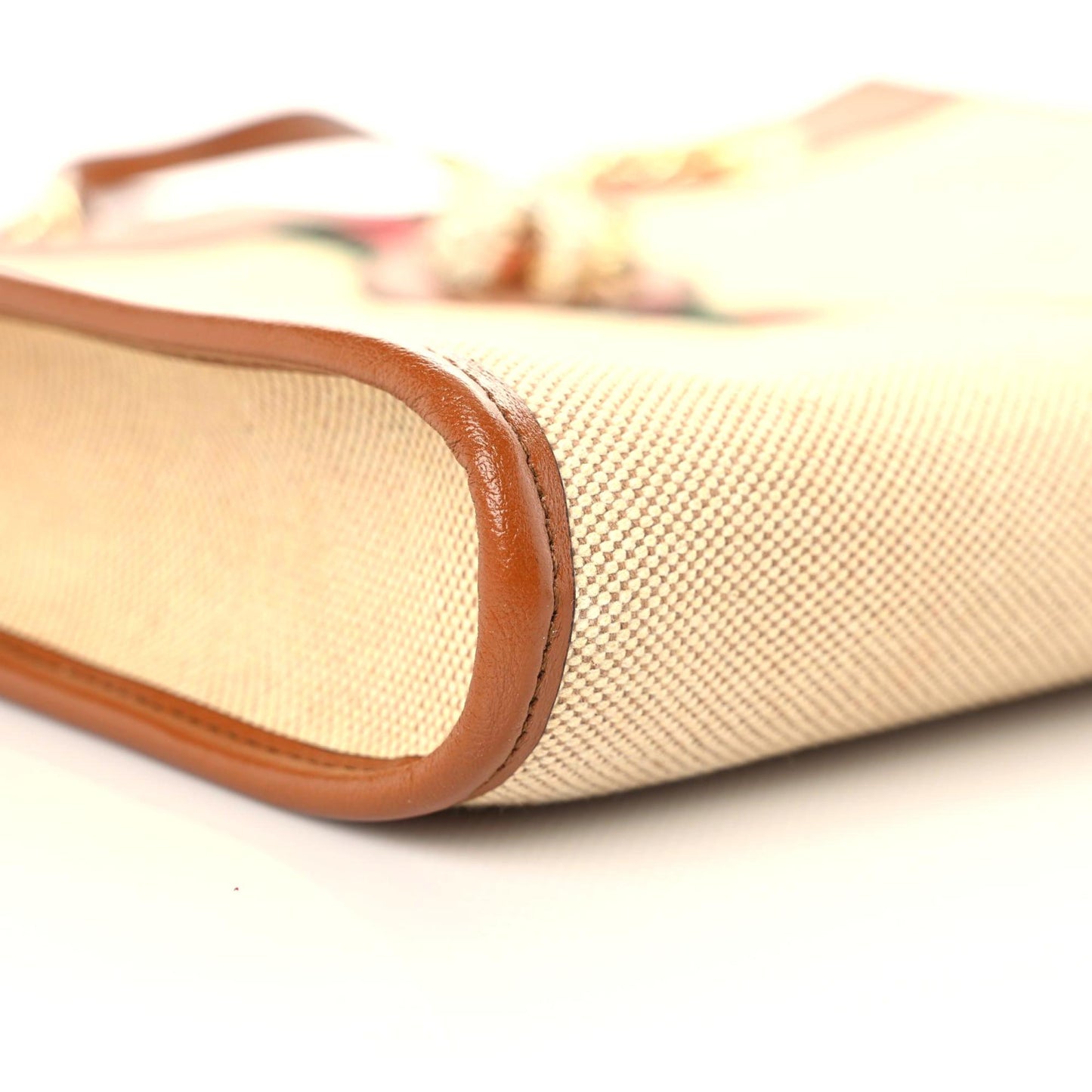 Vintage Canvas Calfskin Web Large Rajah Chain Tote Sand Light Cuir