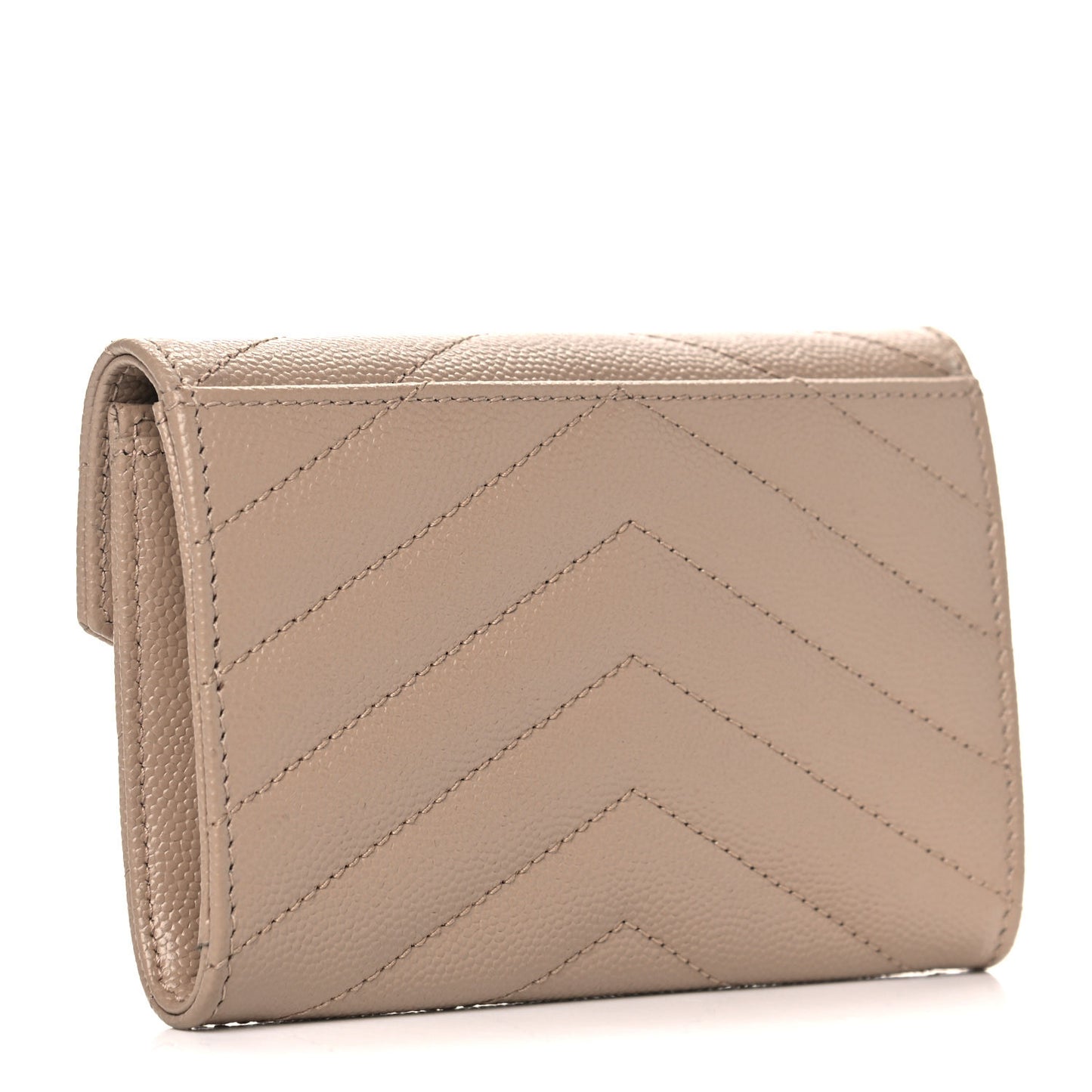 Grain De Poudre Matelasse Chevron Small Monogram Envelope Wallet Dark Beige