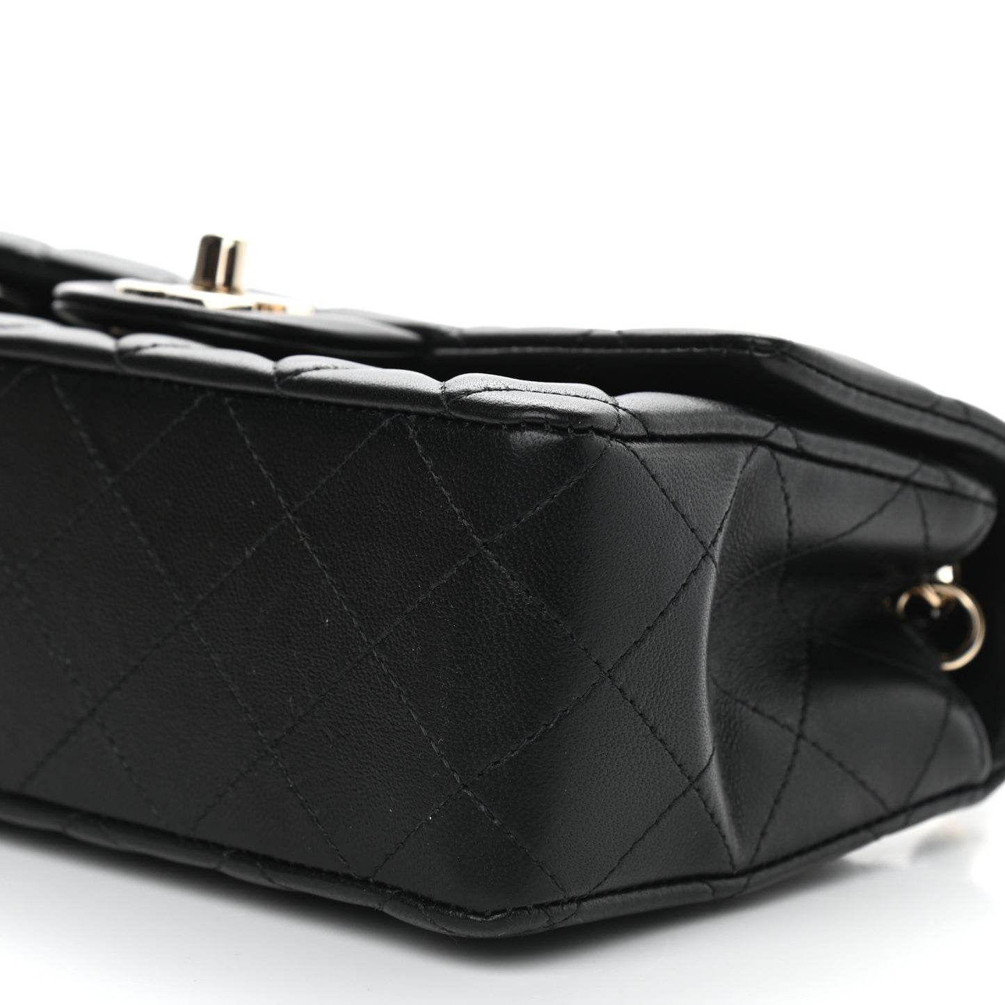 Lambskin Quilted Mini Rectangular Flap Black