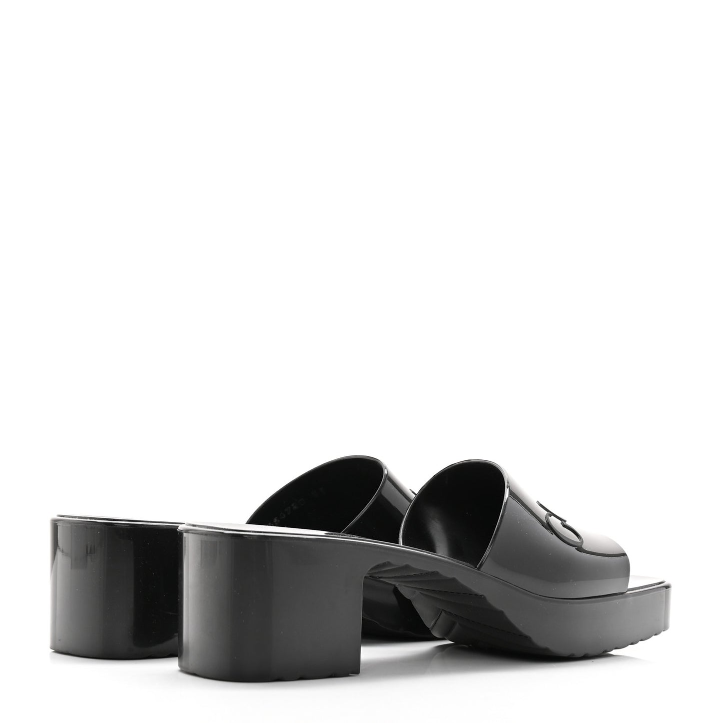 Rubber Gucci Logo Womens Platform 20/60mm Slide Sandals 38 Black