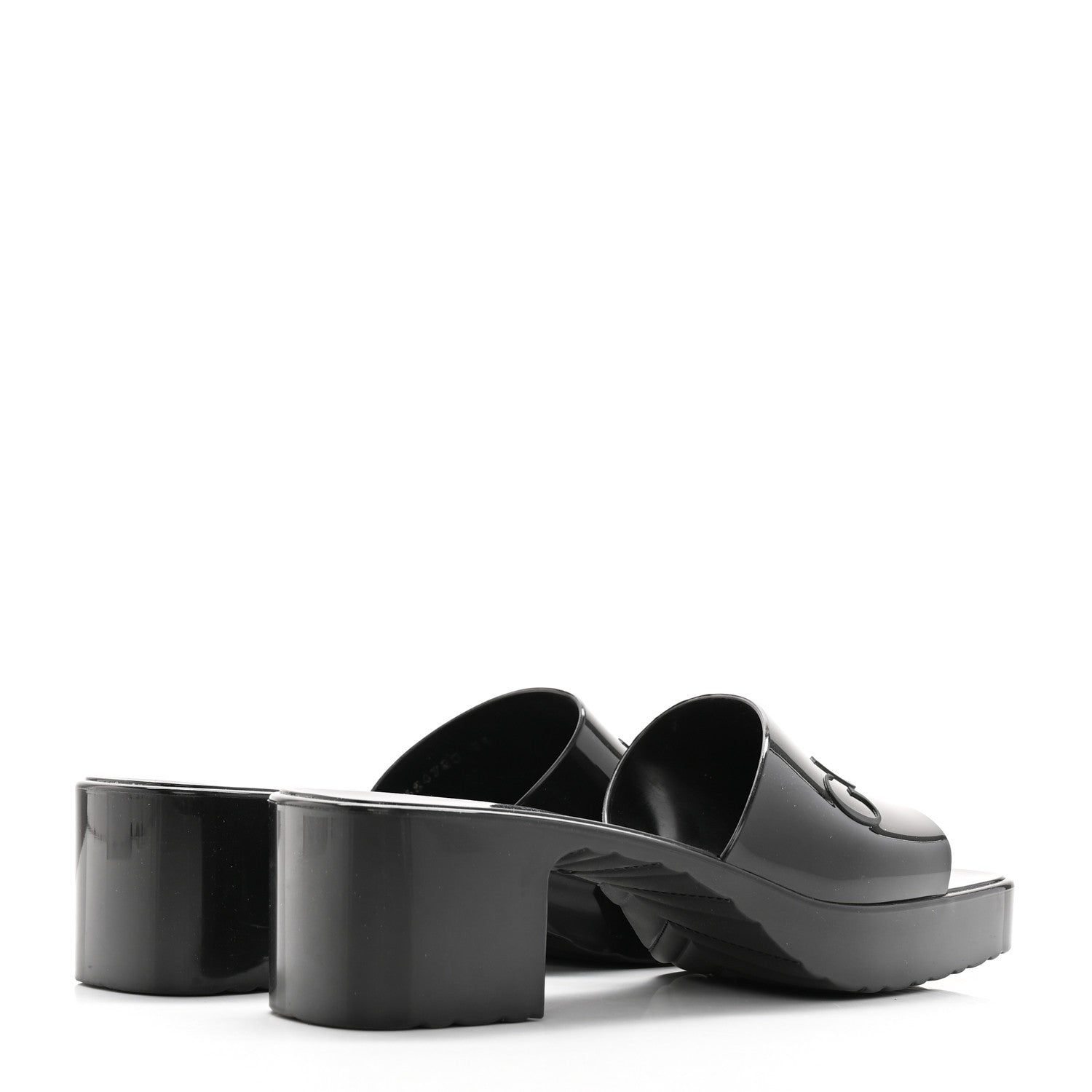 Gucci Rubber Gucci Logo Womens Platform 20/60mm Slide Sandals 38 Black 4 of 20