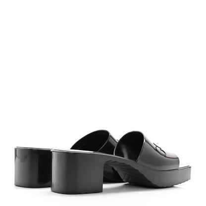 Gucci Rubber Gucci Logo Womens Platform 20/60mm Slide Sandals 38 Black 4 of 20