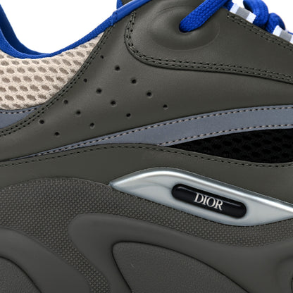 Christian Dior Technical Mesh Calfskin Mens B22 Sneakers 43 Olive Green Black White Grey 8 of 12