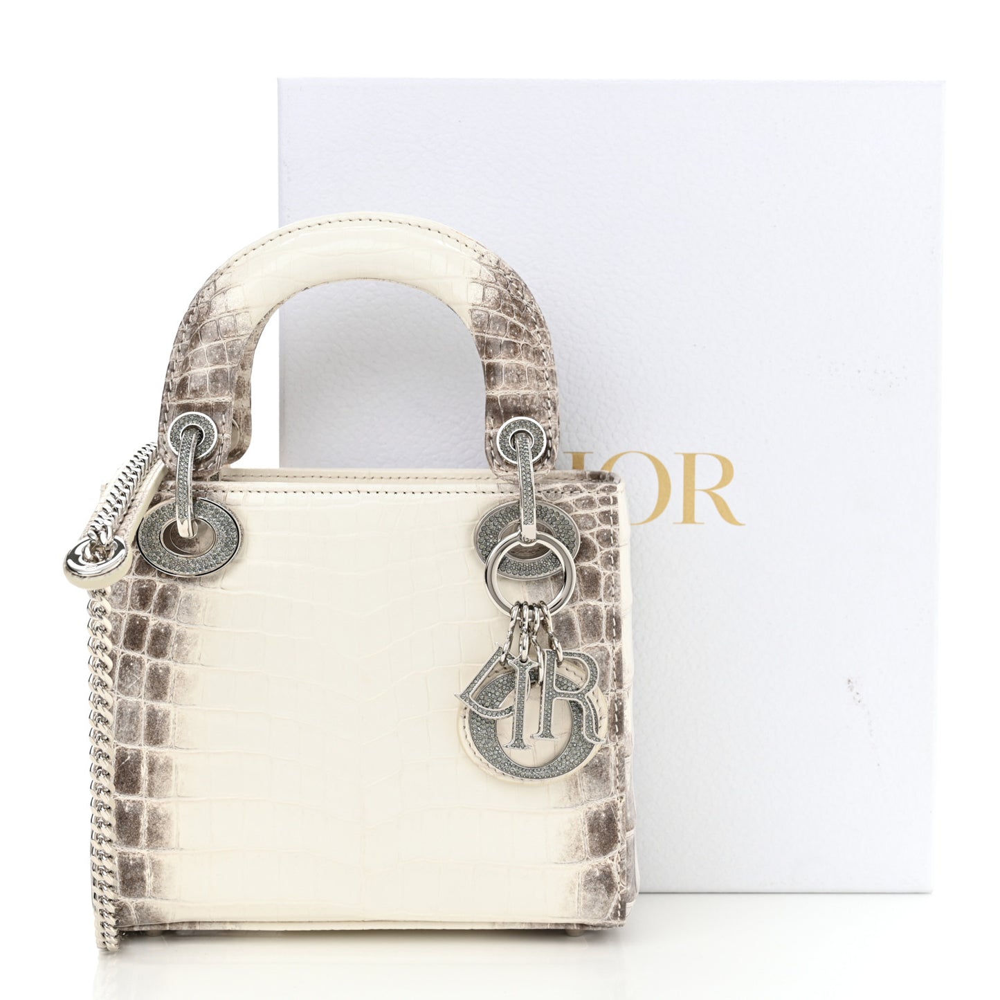 Niloticus Crocodile Himalaya Crystal Mini Lady Dior White