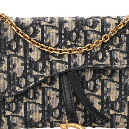 Christian Dior Oblique Saddle Chain Long Wallet Blue 8 of 10