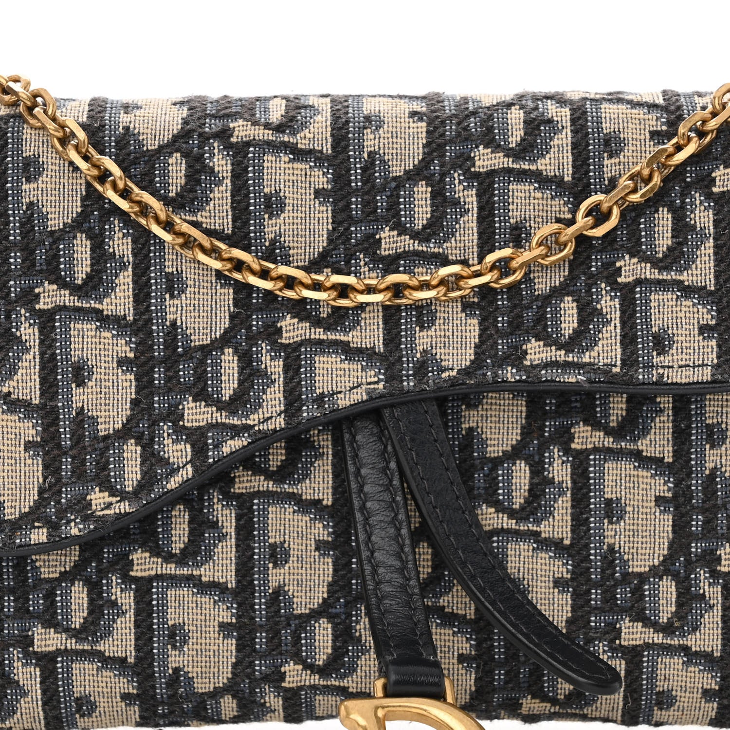 Christian Dior Oblique Saddle Chain Long Wallet Blue 8 of 10