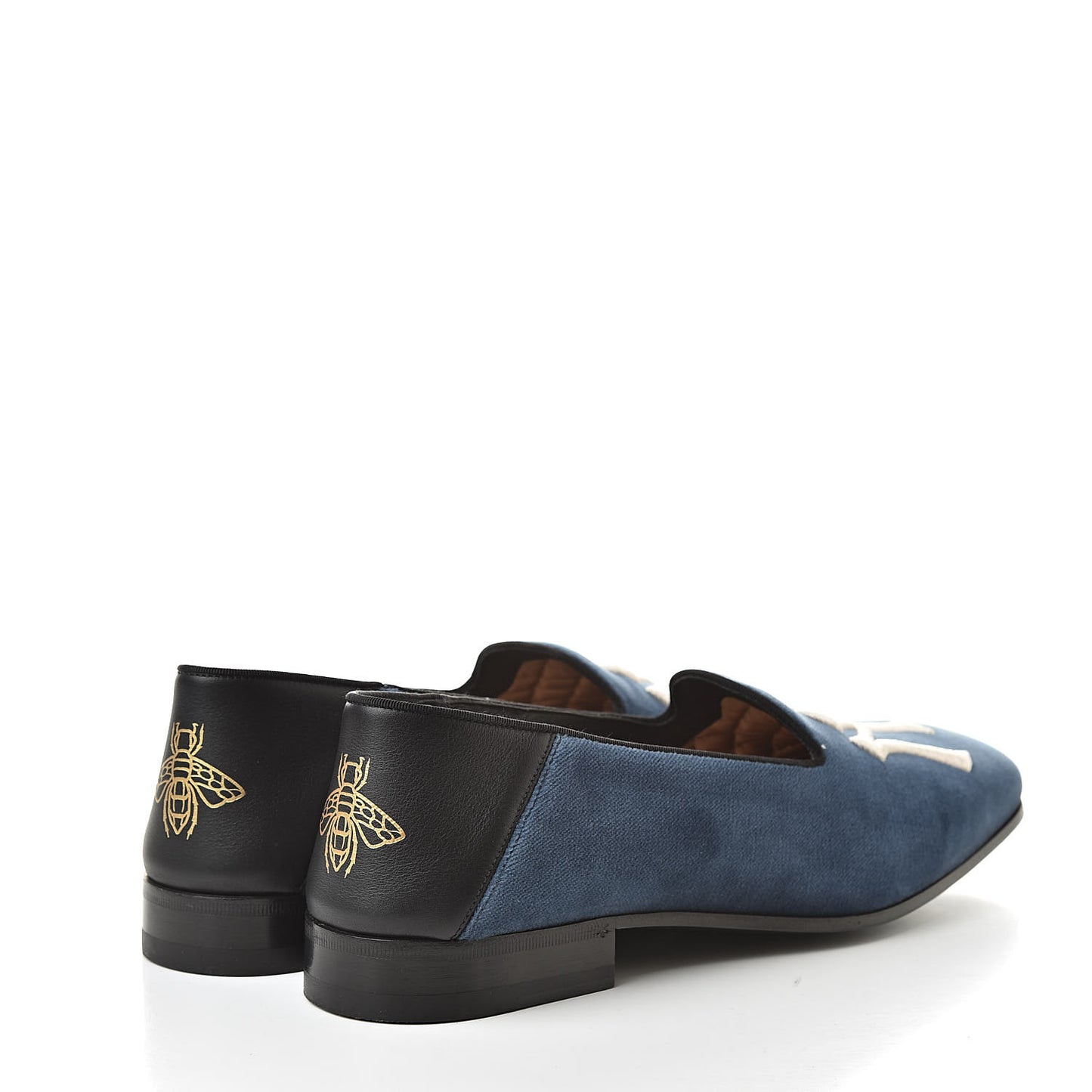 X MLB Velvet NY Yankees Embroidered Mens Loafers 8 Zaffre Black