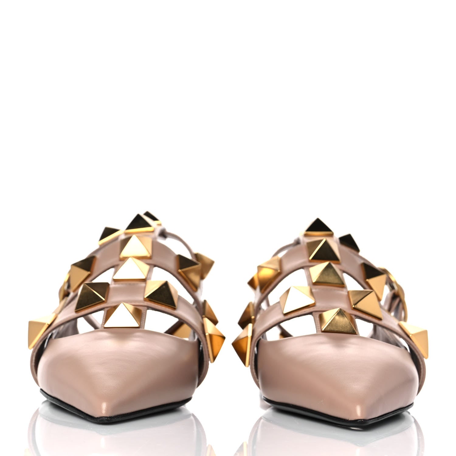 Valentino Garavani Calfskin Roman Stud Ankle Strap Flat Mules 38 Rose Cannelle 2 of 9