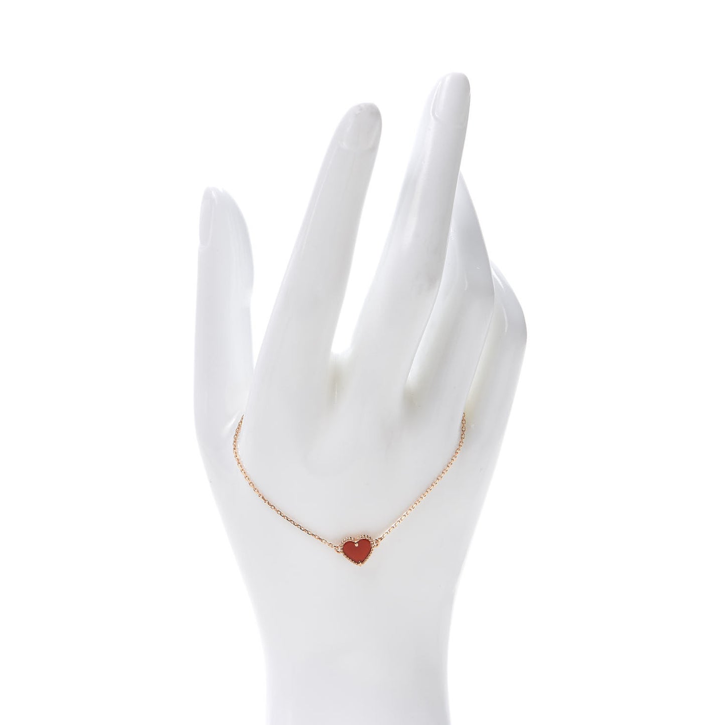 18K Rose Gold Carnelian Sweet Alhambra Heart Bracelet