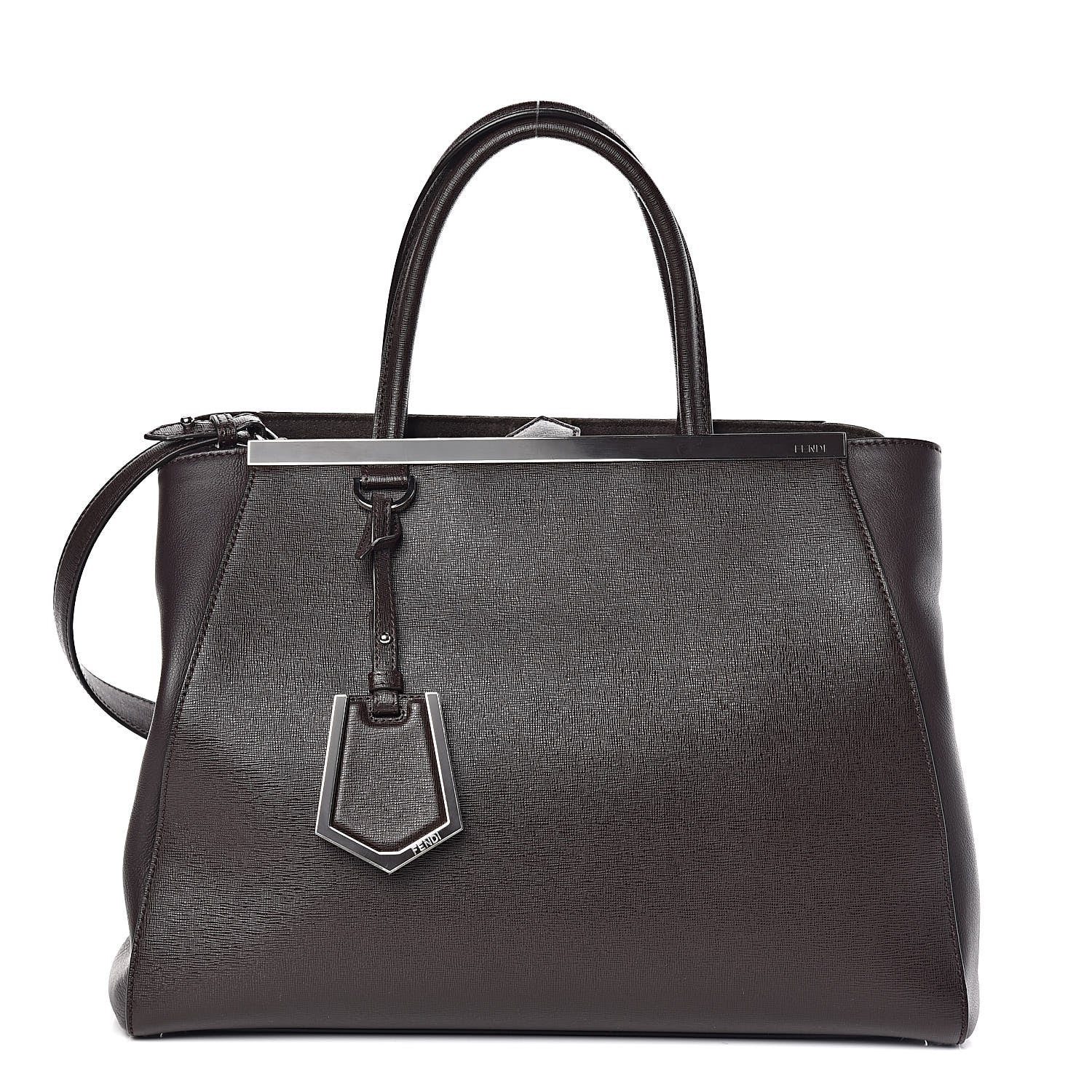 Fendi Vitello Elite Regular 2Jours Tote Caffe Noir 1 of 10