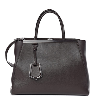 Fendi Vitello Elite Regular 2Jours Tote Caffe Noir 1 of 10